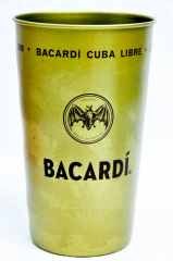 Bacardi Rum, metal mug, mug, used LOOK, vintage, gold