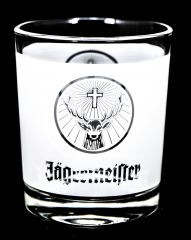 Jägermeister Likör, Glas / Gläser Windlicht, Teelicht, weiß satiniert