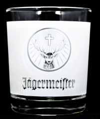 Jägermeister Likör, Glas / Gläser Windlicht, Teelicht, weiß satiniert