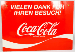 Coca Cola, Öffnungszeiten Schild, Original 80er Jahre mit Saugnapf