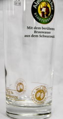 Alpirsbacher Klosterbräu beer, beer glass with gold rim 0.5l Natural hopes