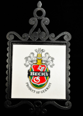 Becks Kachelbild auf Schmiedeeisenplatte, Wappen
