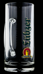 Lübzer beer, jug, glass / glasses beer glass, Seidel, Lübz brewery, clear, 0.5l, Berna 500