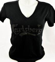 Carlsberg Bier, T-Shirt Women, schwarz, Gr. S, V-Ausschnitt, CARLSBERG