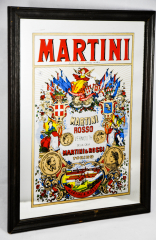Martini Werbespiegel, Barspiegel, Spiegel in Holzrahmen, Rosso