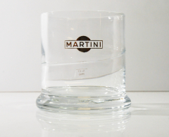 Martini Wermut Glas Tumblerglas, Relief-Schwung Logo Gold sehr selten..
