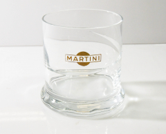 Martini Wermut Glas Tumblerglas, Relief-Schwung Logo Gold sehr selten..