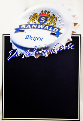 Sanwald Weizen, Bier, Retro 80er Jahre Kreidetafel, Schreibtafel, schwarz, blau