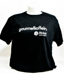 Fritz Cola, T-Shirt, Werbeshirt Gormet Koffein Logo vorne schwarze Ausführung Women Gr. L