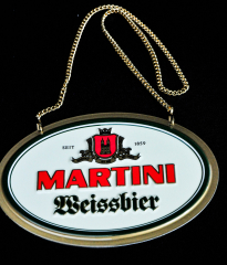 Martini Weissbier, Metall Zapfhahnschild mit Goldkette