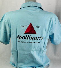 Apollinaris Wasser, Polo Shirt, hellblau, bedruckt, Gr. L