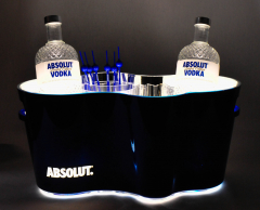 Absolut Vodka, XXL LED Flaschenkühler, Eiswürfelbehälter mit 2 x herausnehmbare LED Akku Einheiten (dimmbar), blaue Ausführung
