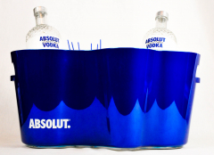 Absolut Vodka, XXL LED bottle cooler, ice cube container with 2 x removable LED battery units (dimmer), blue version