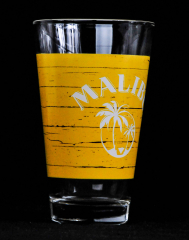 Malibu Rum, Gläser, Longdrinkglas, Cocktailglas, gelbe Ausführung