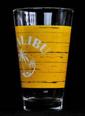 Malibu Rum, Gläser, Longdrinkglas, Cocktailglas, gelbe Ausführung