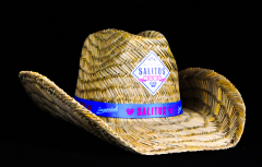 Salitos beer, straw hat, summer hat, panama hat, party hat, Blue Label
