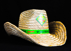 Salitos beer, straw hat, summer hat, panama hat, party hat, Green Label