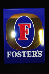 Fosters Bier, Werbeschild, Reklameschild, Emaile Schild, 40 x 30cm, blau