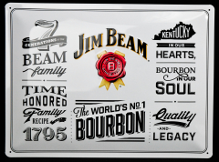 Jim Beam Whisky, 3D Werbeblechschild, Blechschild Beam Family
