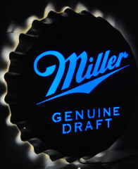 Miller Bier USA, XXL Rosted Vintage Design Leuchtreklame im Kronkorkenstil Genuine Draft Leuchte MGD