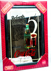 Coca Cola, Werbespiegel in Kunststoffrahmen schwarz Refresh yourself