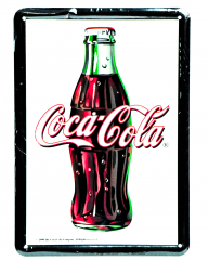 Coca Cola, Mini Blechschild, Werbeschild Coca Cola Bottle