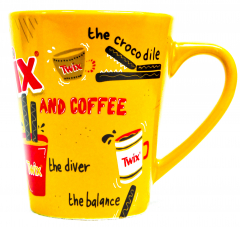 Twix chocolate, coffee mug, coffee cup, cocoa mug Coffe and Twix