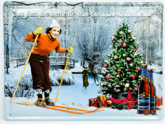 Sternquell Pilsener, 3D Blechschild, Werbeschild Weihnachtsbier Ski