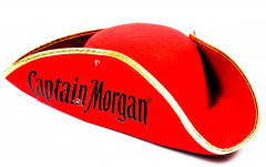 Captain Morgan Rum, Dreiecks Hut, Fasching, Piratenhut rote Ausführung