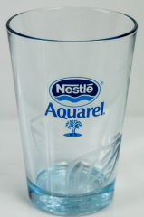Nestlé Aquarel, Wasserglas, Mineralwasserglas im Reliefschliff, blaue Eingebung