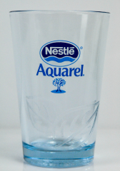 Nestlé Aquarel, Wasserglas, Mineralwasserglas im Reliefschliff, blaue Eingebung