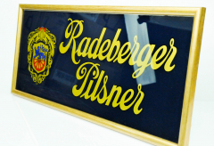 Radeberger Pilsener, Werbeschild 50er 60er DDR in messingfarbener Rahmen, RAR!!