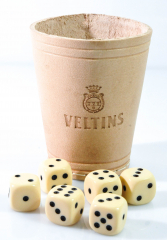 Veltins beer, dice cup, puzzle cup with 6 dice (leather)