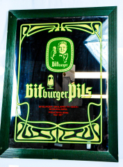 Bitburger Bier, Werbespiegel im grünen Echtholzrahmen Bitburger Pils