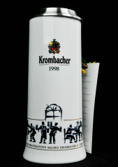 Krombacher Bier, Steinkrug, Seidel, Sammlerkrug Der Jahreskrug 1998 Zertifikat