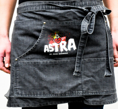 Astra beer, denim grill apron, serving apron, gray denim, short version