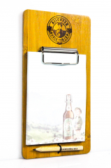 Allgäuer brewery, Büble beer, magnet notepad, memo board with pen in wooden style