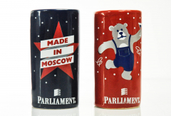 Parliament Vodka, Shotglas Set rot /blau aus Keramik Made in Moscow