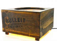 Bulleit Whiskey, LED Echtholz Leuchtreklame, Flaschenleuchte für 1 - 3 Liter Flasche