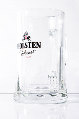 Holsten Pilsener, Glas / Gläser Premium Seidel, Krug, Silber schwarze Ausf. Hamburg 0,4l