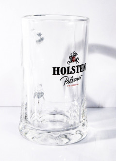 Holsten Pilsener, Glas / Gläser Premium Seidel Krug Silber schwarze Ausf. 0,3l