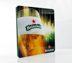Heineken Bier, Edelstahl / Acryl Werbeschild, Bierglas Foto Sammeledition