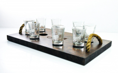 Sauza Tequila, Echt Holz Tablett, Servier Tablett mit 8 Shot Gläsern