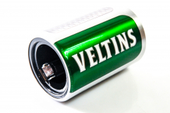 Veltins beer push-up bottle opener, bottle opener, Push up green silver finish