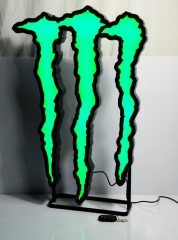 Monster Energy, XXL Led Leuchtreklame, Leuchtwerbung Kralle dimmbar Fernbedienung