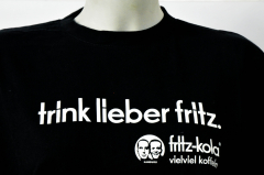 Fritz Cola, T-Shirt, Werbeshirt Trink lieber.. Logo vorne schwarz L