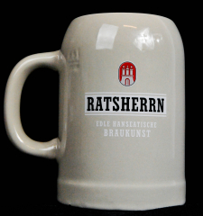 Ratsherrn Pils, glass/glasses beer tankard, earthenware tankard, beer mug 0.5l Fleeten-Kieker