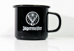 Jägermeister Likör, Emaile Becher, Kaffeebecher, Tasse, schwarze Ausführung