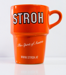 Stroh Rum, Kaffeebecher, Kaffetasse, Becher, Tasse orange, konisch, 0,25l