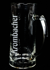 Krombacher beer, glass / glasses beer mug, beer mug 0.5l white satin relief lettering